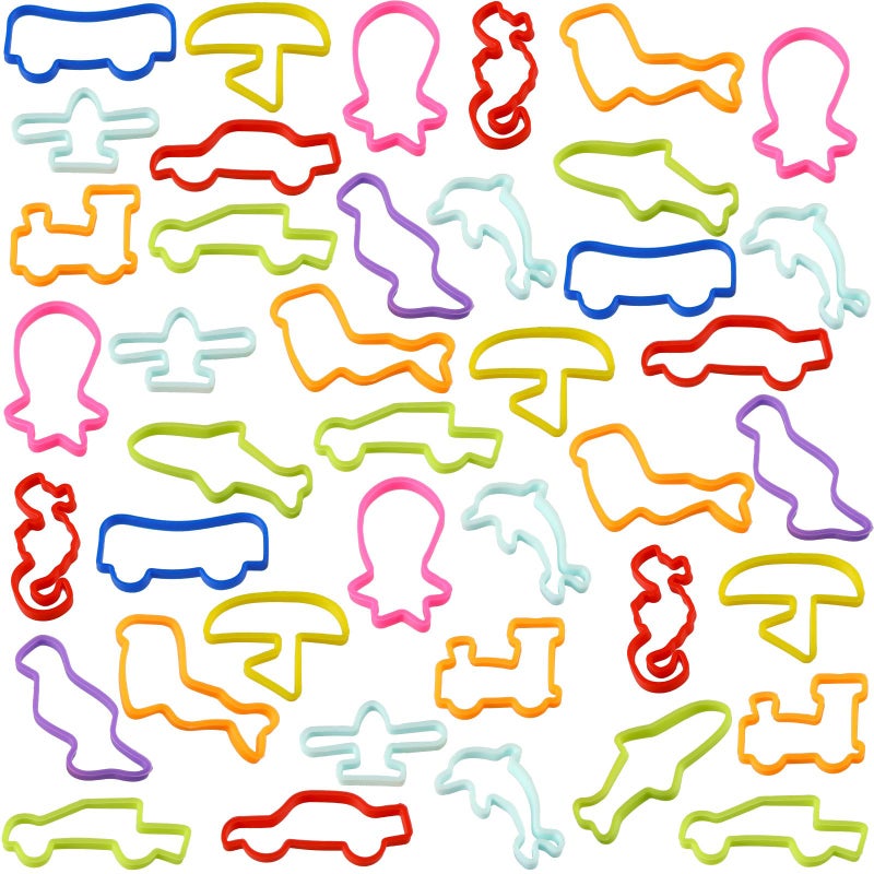 Sosation 120 Pcs Silicone Bands Bracelets Colored Rubber Bands Bracelets Silly Sea Animal and Fun Vehicles String Elastic in Shapes Random Color - Image 3