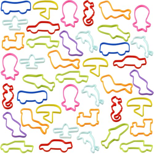 Sosation 120 Pcs Silicone Bands Bracelets Colored Rubber Bands Bracelets Silly Sea Animal and Fun Vehicles String Elastic in Shapes Random Color - Image 1