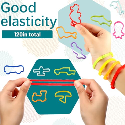 Sosation 120 Pcs Silicone Bands Bracelets Colored Rubber Bands Bracelets Silly Sea Animal and Fun Vehicles String Elastic in Shapes Random Color - Image 5