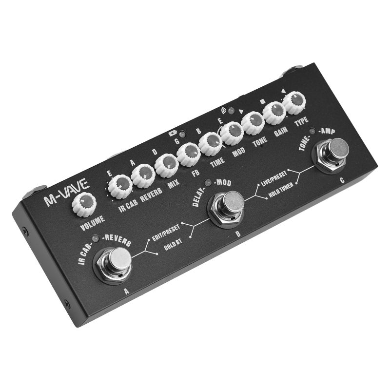 M-VAVE Portable Electric Guitar Effects Pedal Multifunction Processor with 9 IR CAB Models, 2 Modulation Effects, Tape Delay, Reverb, Tuner, Preset 3 Tone Sets, USB Audio Interface, 3.5mm Headphone Output, R - Image 2