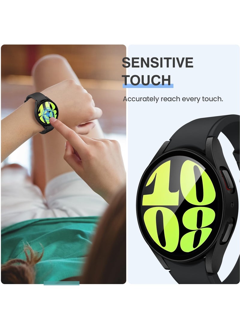 Glass Case Compatible with Samsung Galaxy Watch 6 40MM Smartwatch Case Accessories, All Around Hard PC Scratched Resistant Full Protective Cover for Samsung Galaxy Watch 6 40MM,Black - Image 5