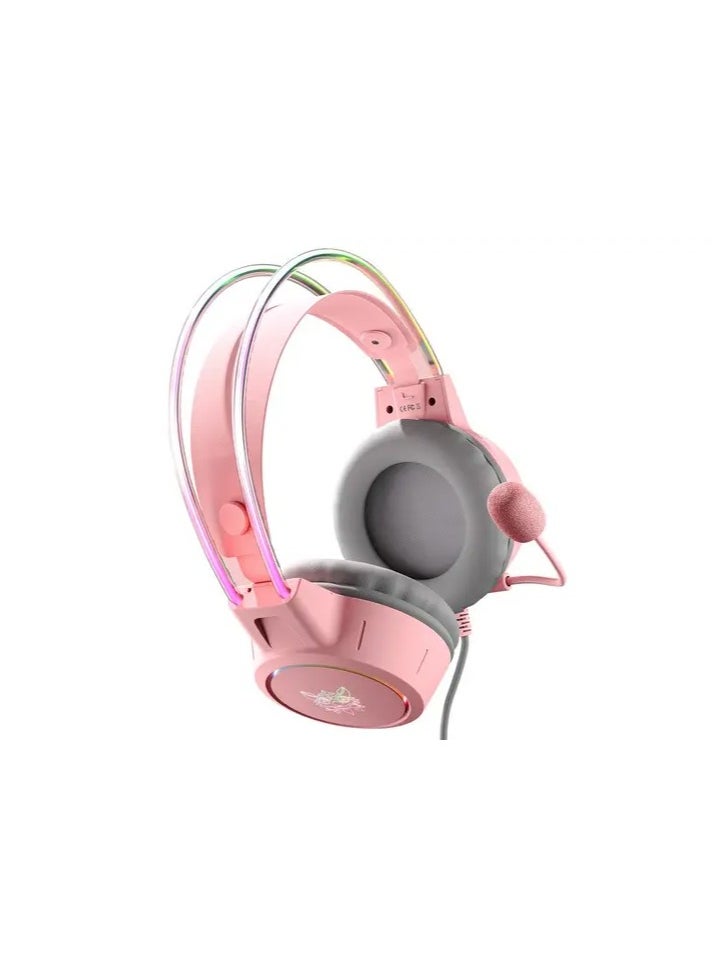 onikuma - ONIKUMA X15 PRO Cat Ear Gaming Headset RGB with Mic 3.5mm Pink Wired for PC XBOX PS4 - Image 1