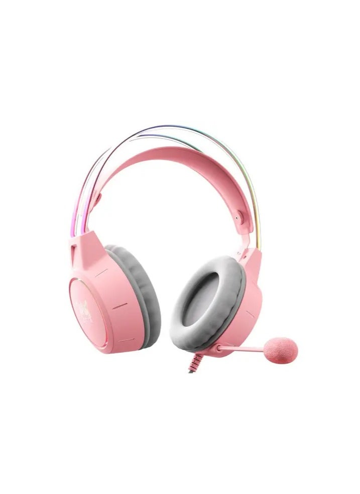 onikuma - ONIKUMA X15 PRO Cat Ear Gaming Headset RGB with Mic 3.5mm Pink Wired for PC XBOX PS4 - Image 1