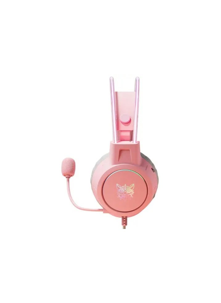 onikuma - ONIKUMA X15 PRO Cat Ear Gaming Headset RGB with Mic 3.5mm Pink Wired for PC XBOX PS4 - Image 1