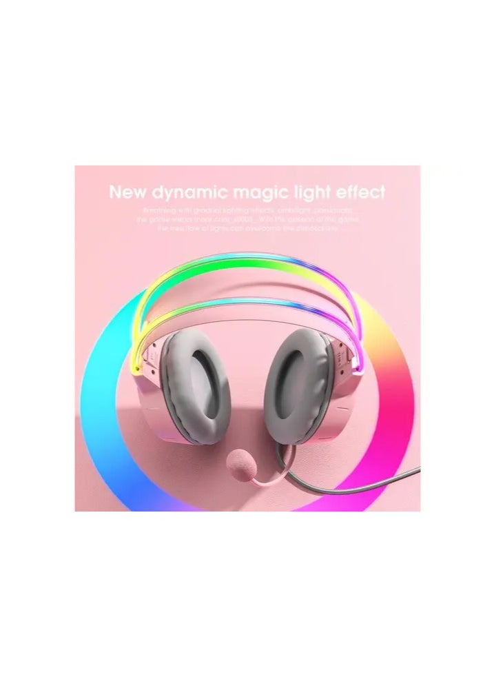 onikuma - ONIKUMA X15 PRO Cat Ear Gaming Headset RGB with Mic 3.5mm Pink Wired for PC XBOX PS4 - Image 1