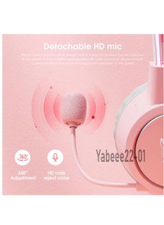 onikuma ONIKUMA X15 PRO Cat Ear Gaming Headset RGB with Mic 3.5mm Pink Wired for PC XBOX PS4  - Image 4