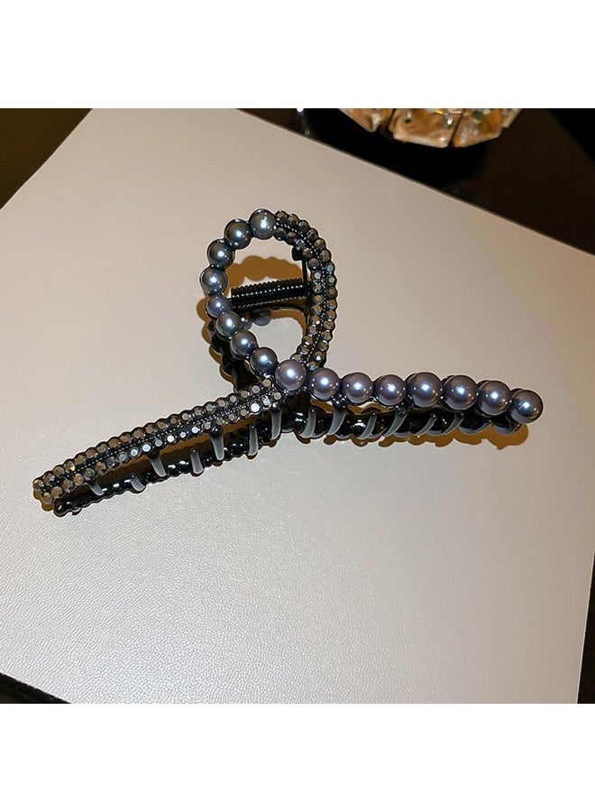 Wiwpar Large Pearl Hair Claw Clip Rhinestone Black Hair Jaw Clip Nonslip Pearl Banana Barrette Hair Clamps Strong Hold Hair Jaw Clip Halloween Costume Hair Accessories For Women Girls Party - Image 5