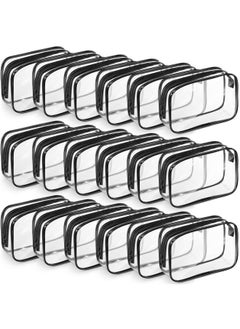 18 Pack Clear Makeup Bags Clear Cosmetic Bag PVC Plastic Zippered Pouches Portable Toiletry Bags for Women Men Travel Vacation Bathroom Organizing (Black Border)