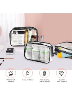 Saintrygo 18 Pack Clear Makeup Bags Clear Cosmetic Bag PVC Plastic Zippered Pouches Portable Toiletry Bags for Women Men Travel Vacation Bathroom Organizing (Black Border)  - Image 3