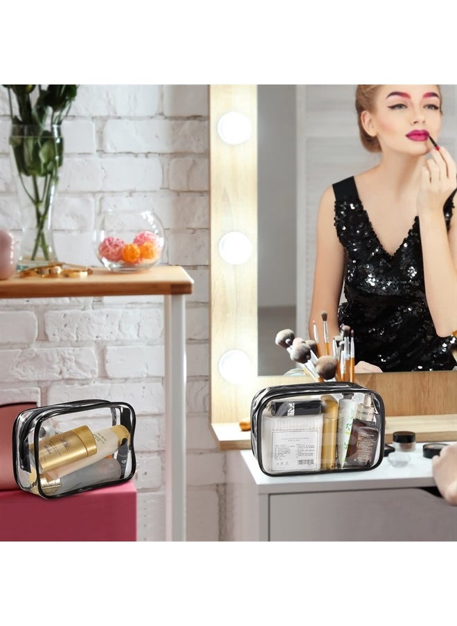 Saintrygo - 18 Pack Clear Makeup Bags Clear Cosmetic Bag PVC Plastic Zippered Pouches Portable Toiletry Bags for Women Men Travel Vacation Bathroom Organizing (Black Border) - Image 1