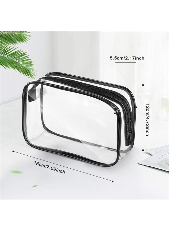Saintrygo - 18 Pack Clear Makeup Bags Clear Cosmetic Bag PVC Plastic Zippered Pouches Portable Toiletry Bags for Women Men Travel Vacation Bathroom Organizing (Black Border) - Image 1