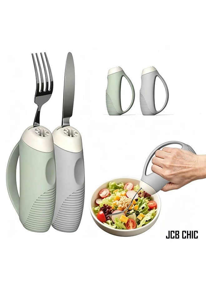 JCB CHIC Adaptive Utensil Handle for Elderly, Ergonomic Easy Grip Eating Aid Holder for Fork Spoon Knife, Non‑Slip Weighted Dining Assist Tool for Arthritis Hand Tremors Seniors - Image 1