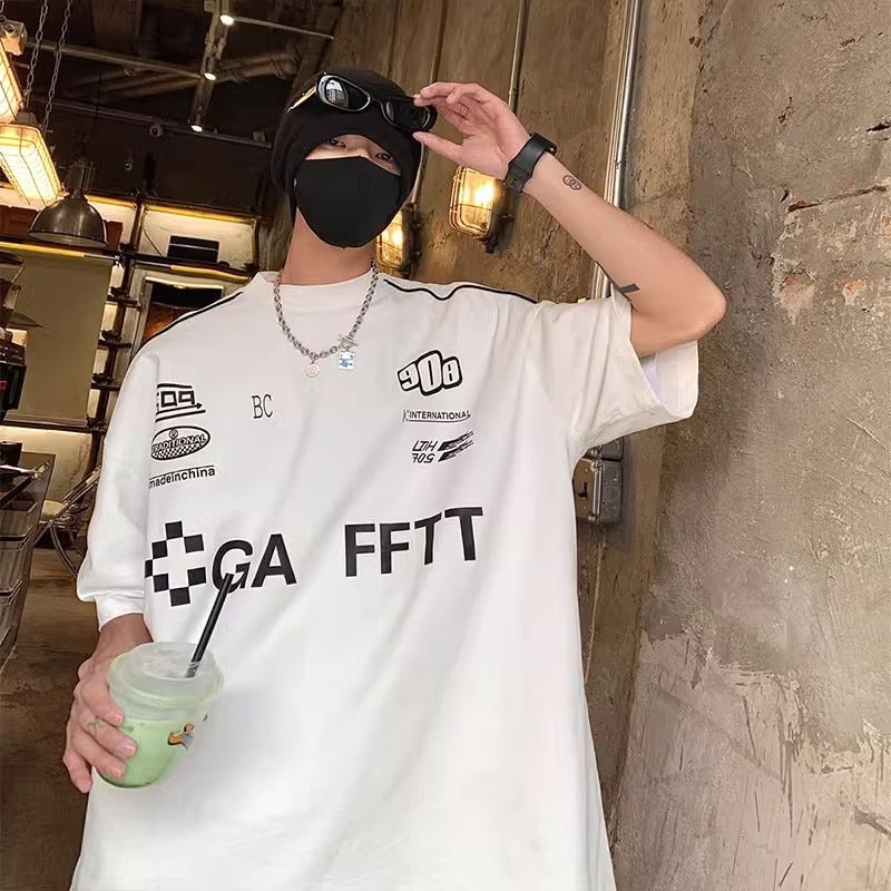 Fashion Brand Short-Sleeved T-Shirt Men'S Summer Loose Half-Sleeved Fat Plus Large Size T-Shirt Top - Image 1