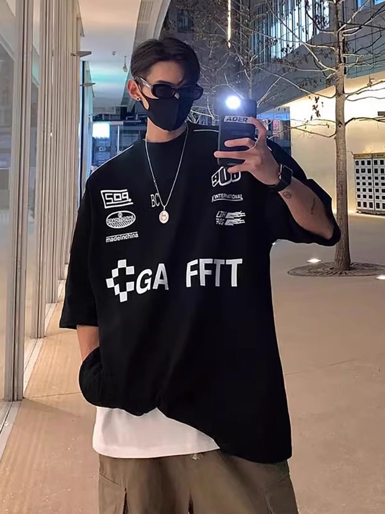 Fashion Brand Short-Sleeved T-Shirt Men'S Summer Loose Half-Sleeved Fat Plus Large Size T-Shirt Top - Image 3
