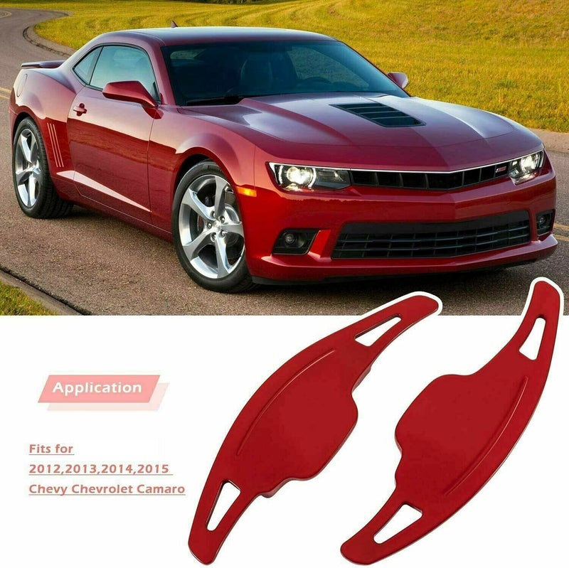 Bonbo Aluminum Steering Paddle Shifter Extension Cover Trim Interior Accessories for Chevy Chevrolet Camaro 2012 2013 2014 2015 Red - Image 2