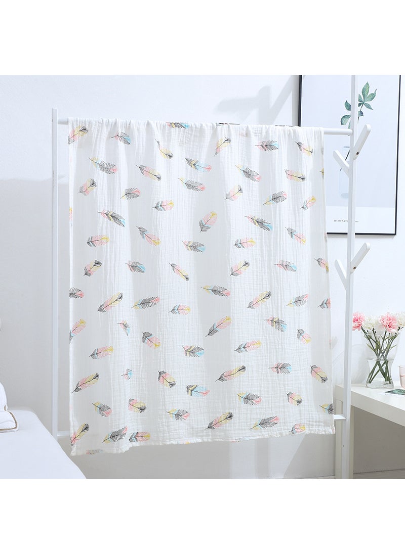 Generic Soft Muslin Swaddle Cartoon Print Baby Blanket Colored feathers 