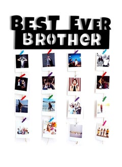 VAH- Kya Bat Hai !! VAH best Brother ever wooden Hanging Photo Display Picture Frame Collage Picture Display Organizer with Wood Clips for Wall Decor Hanging Photos 