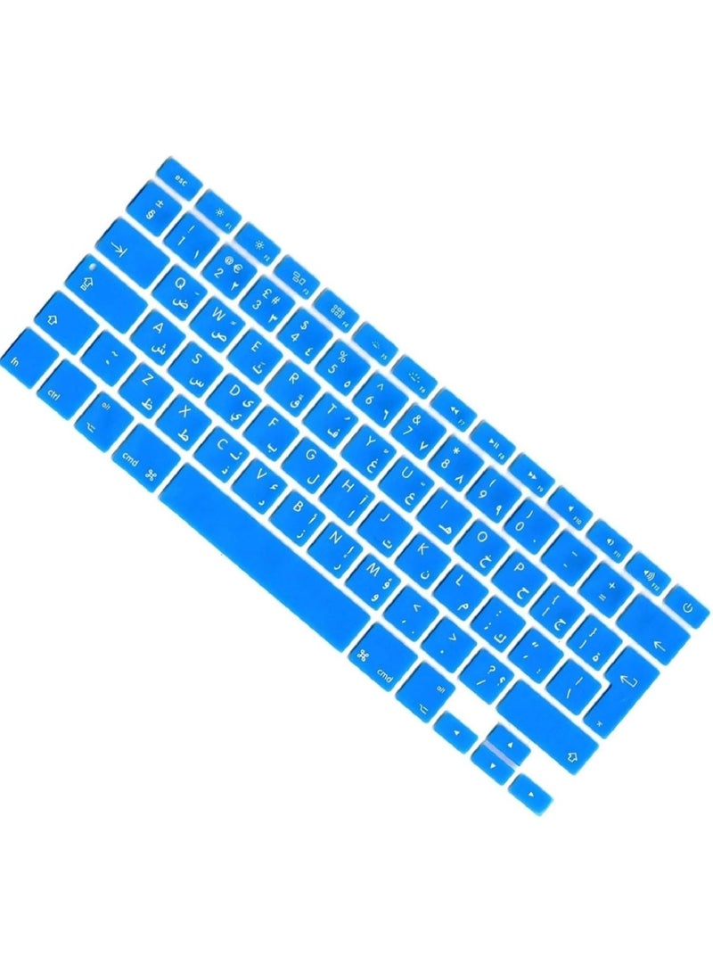مافانز غطاء لوحة مفاتيح سيليكون بتصميم EU/UK عربي إنجليزي للإصدارات القديمة من MacBook Pro 13/15" A1278/A1286 وMacbook Retina 13/15" A1425/A1502/A1398 وMacBook Air 13" A1369/A1466" باللون الأزرق السماوي - Image 5