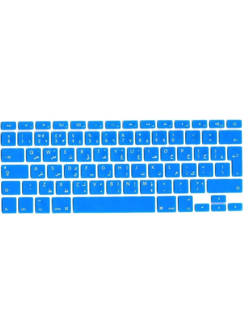 مافانز غطاء لوحة مفاتيح سيليكون بتصميم EU/UK عربي إنجليزي للإصدارات القديمة من MacBook Pro 13/15" A1278/A1286 وMacbook Retina 13/15" A1425/A1502/A1398 وMacBook Air 13" A1369/A1466" باللون الأزرق السماوي - Image 1