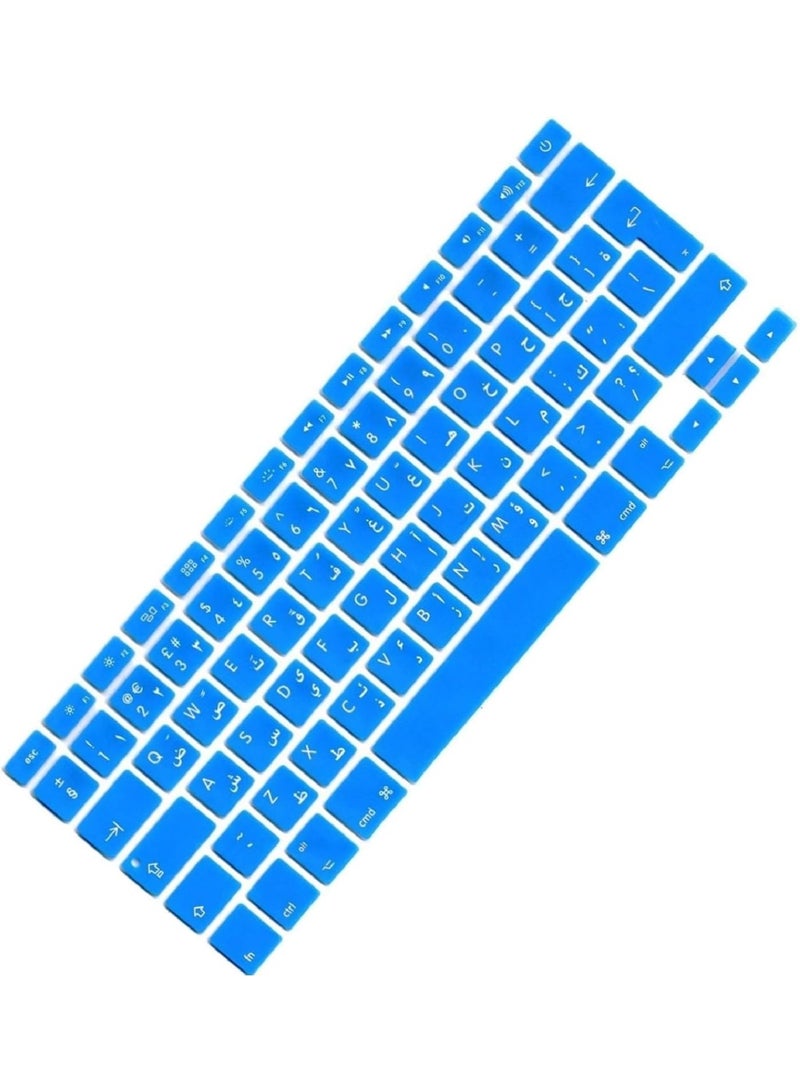 مافانز غطاء لوحة مفاتيح سيليكون بتصميم EU/UK عربي إنجليزي للإصدارات القديمة من MacBook Pro 13/15" A1278/A1286 وMacbook Retina 13/15" A1425/A1502/A1398 وMacBook Air 13" A1369/A1466" باللون الأزرق السماوي - Image 4