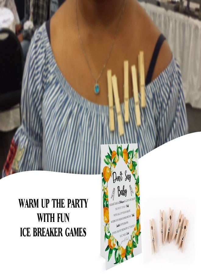 GNATV Don't Say Baby Game - Orange Citrus (1 Sign & 50 Mini Natural Clothespins) - Gender Neutral Baby Shower Game - Image 4