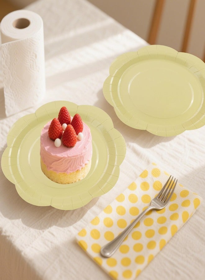 KFJBPB 50 Pack Yellow Paper Plates 7 Inch, Disposable Scalloped Plates Cake Dessert Plate for Summer Dinner Baby Shower Wedding Bridal Shower Birthday Party Supplies (Yellow, 7 inch) - Image 4