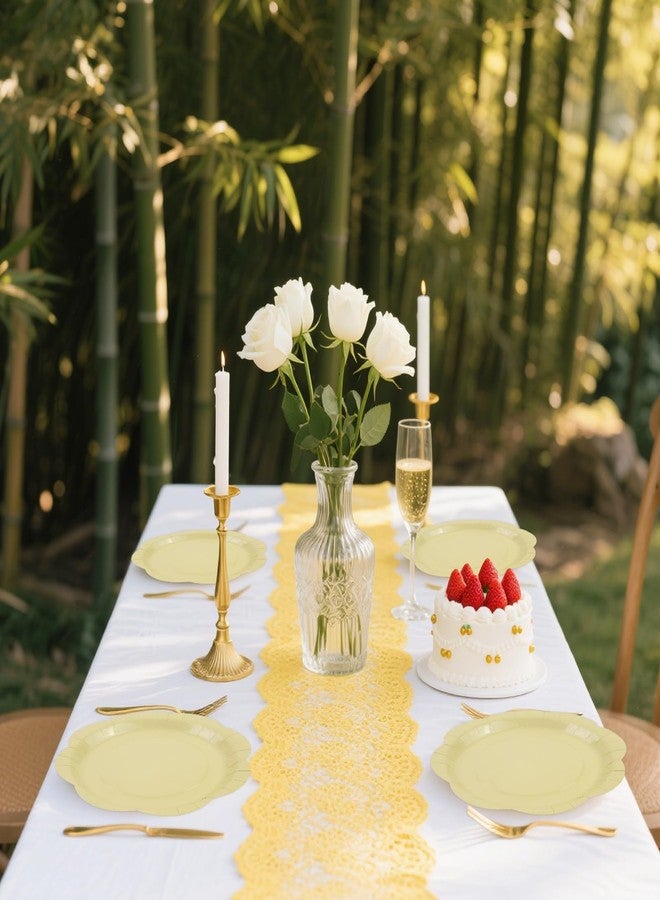 KFJBPB 50 Pack Yellow Paper Plates 7 Inch, Disposable Scalloped Plates Cake Dessert Plate for Summer Dinner Baby Shower Wedding Bridal Shower Birthday Party Supplies (Yellow, 7 inch) - Image 5