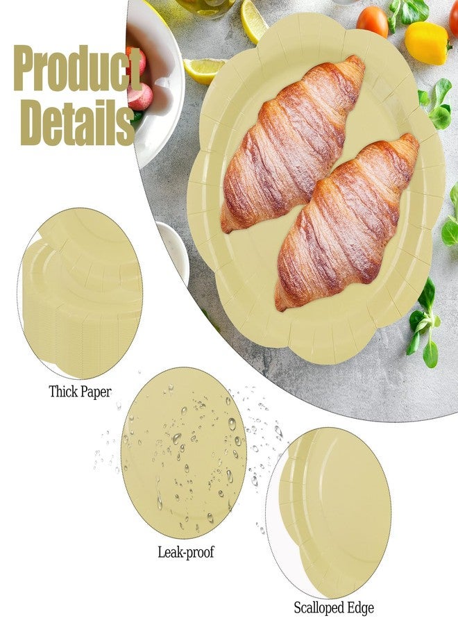 KFJBPB 50 Pack Yellow Paper Plates 7 Inch, Disposable Scalloped Plates Cake Dessert Plate for Summer Dinner Baby Shower Wedding Bridal Shower Birthday Party Supplies (Yellow, 7 inch) - Image 3