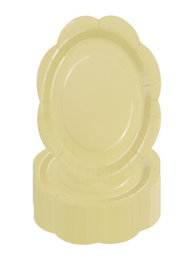 KFJBPB 50 Pack Yellow Paper Plates 7 Inch, Disposable Scalloped Plates Cake Dessert Plate for Summer Dinner Baby Shower Wedding Bridal Shower Birthday Party Supplies (Yellow, 7 inch) - Image 1