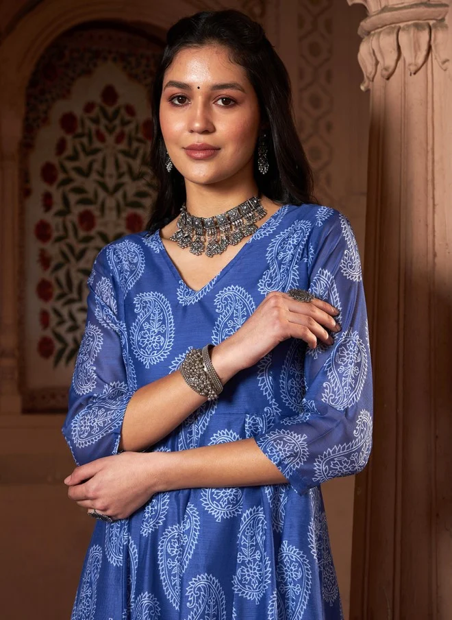 SASSAFRAS Chanderi Silk Anarkali Kurta for Women