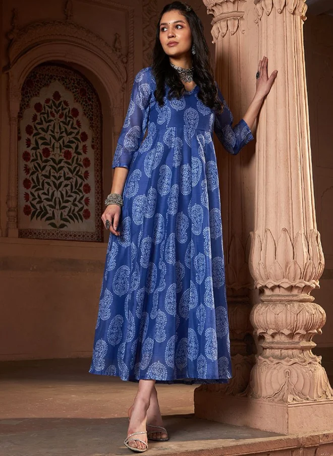 SASSAFRAS Chanderi Silk Anarkali Kurta for Women