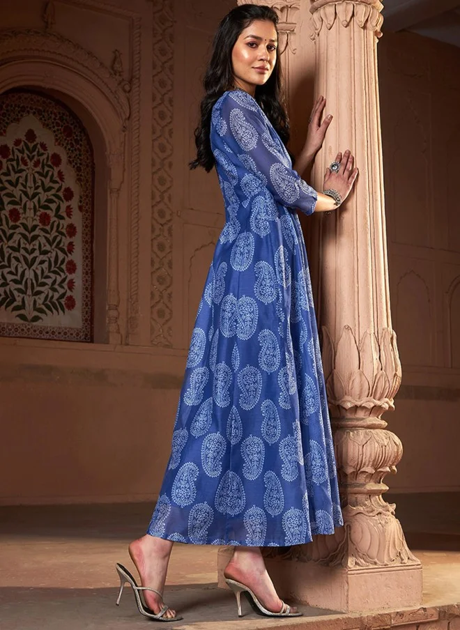 SASSAFRAS Chanderi Silk Anarkali Kurta for Women