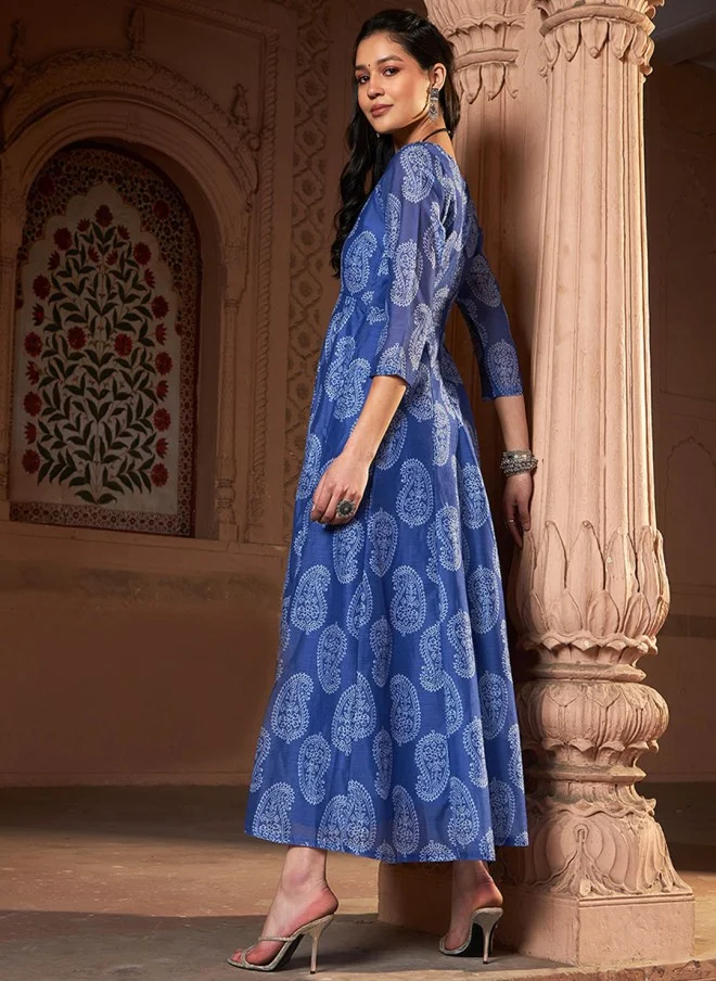 SASSAFRAS Chanderi Silk Anarkali Kurta for Women