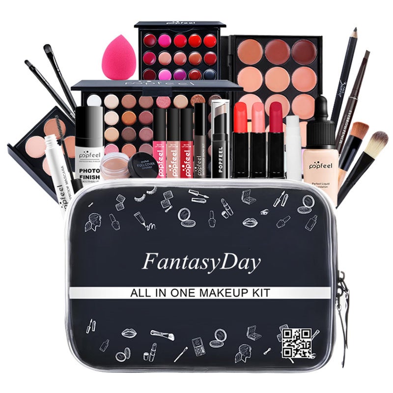 FantasyDay All in One Makeup Kit for Women Full Kit Girls Makeup Gift Sets Xmas Essential Bundle Include Eyeshadow Palette Lipstick Blush Concealer Eyeliner Mascara Foundation Brush Eyebrow Pencil - Image 1