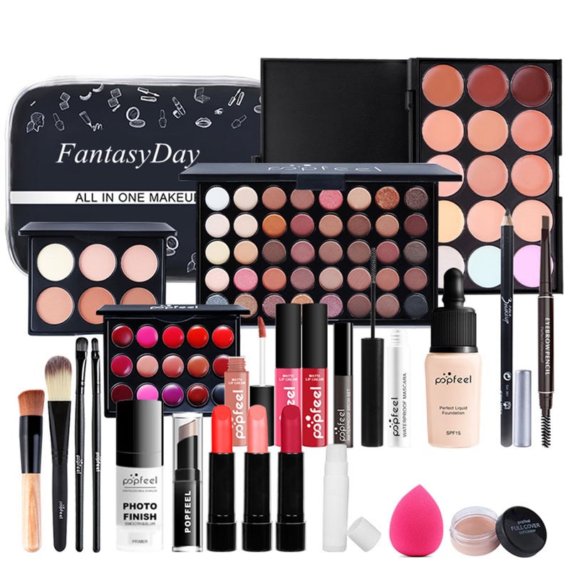 FantasyDay All in One Makeup Kit for Women Full Kit Girls Makeup Gift Sets Xmas Essential Bundle Include Eyeshadow Palette Lipstick Blush Concealer Eyeliner Mascara Foundation Brush Eyebrow Pencil - Image 2