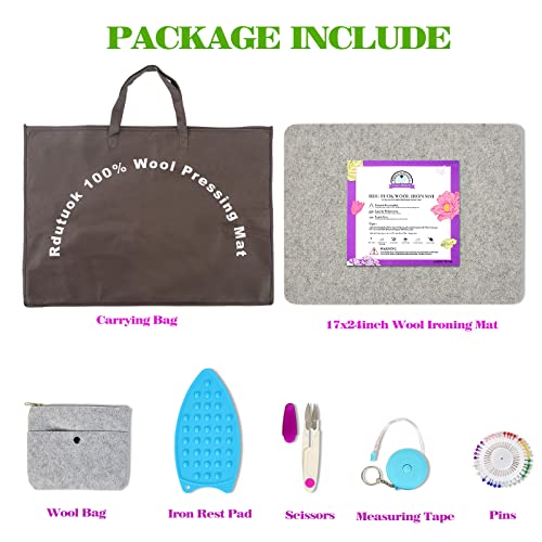 Rdutuok 24x17 Inches Wool Pressing Mat for Quilting Ironing Pad Easy Press Wooly Felted Iron Board for Retains Heat, Great for Quilting & Sewing Projects - Image 2