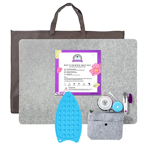 Rdutuok 24x17 Inches Wool Pressing Mat for Quilting Ironing Pad Easy Press Wooly Felted Iron Board for Retains Heat, Great for Quilting & Sewing Projects - Image 1