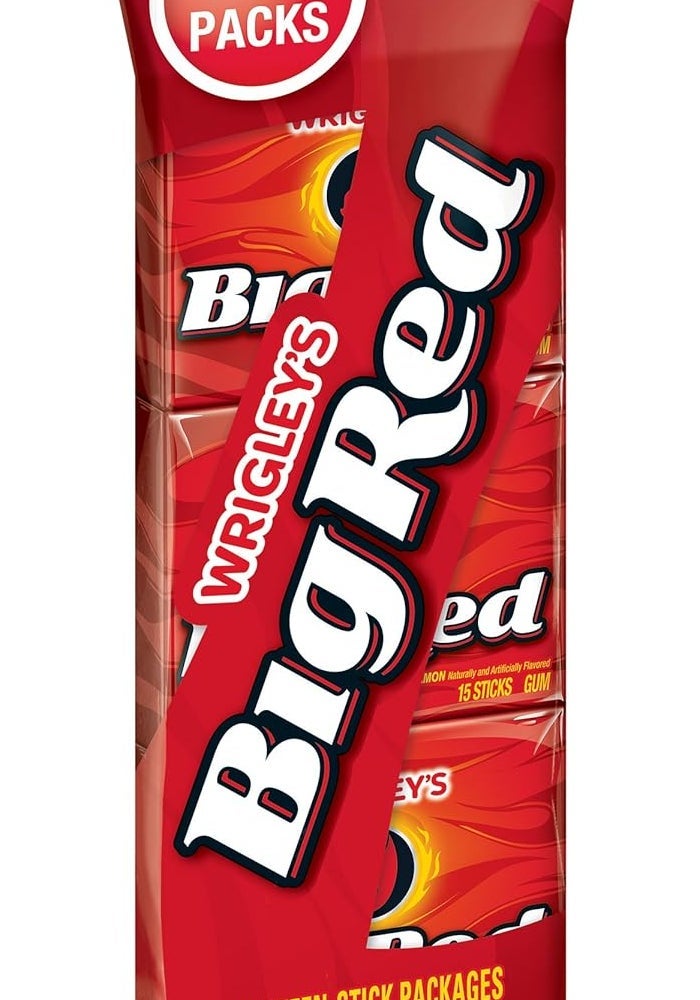 BIG RED علكة وريغليز بيغ ريد القرفة - 3 عبوات تحتوي على 15 قطعة (إجمالي 45 قطعة) - Image 1