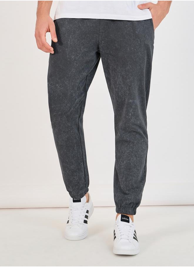 Styli Slim Fit Washed Joggers with Tonal Embroidery Detail  - Image 1