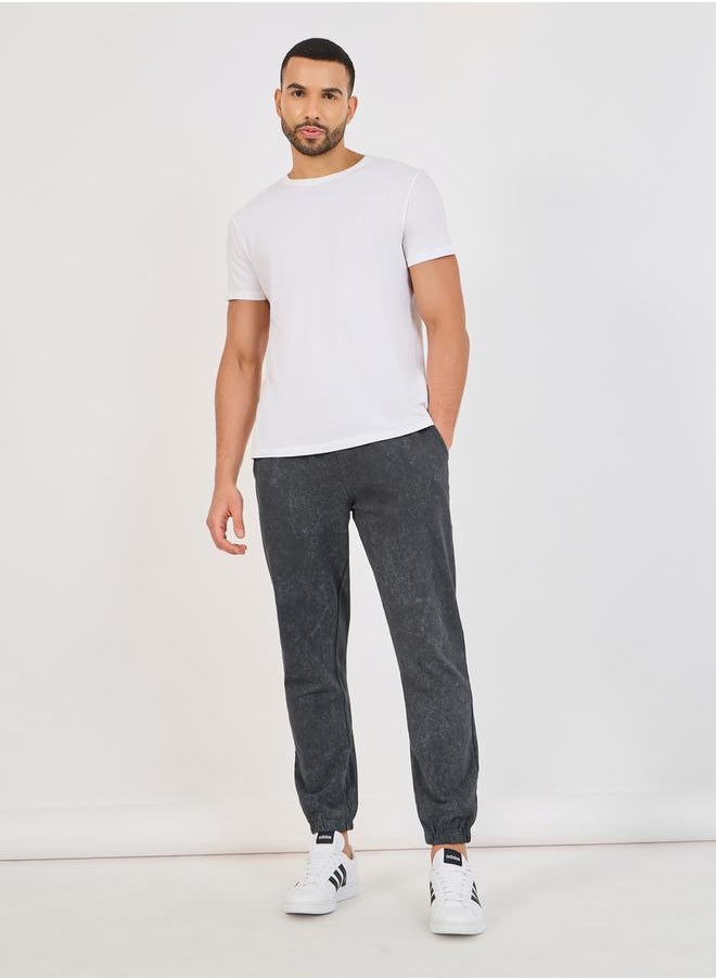 Styli Slim Fit Washed Joggers with Tonal Embroidery Detail  - Image 2