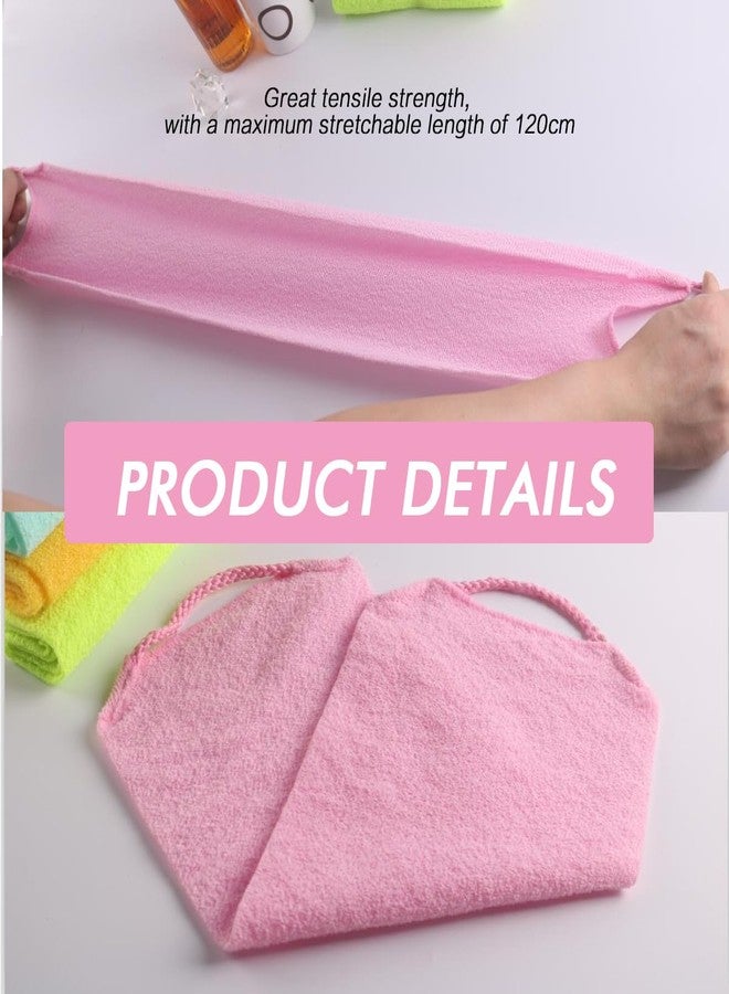 erioctry 4PCS Exfoliating Back Scrubber with Handle Stretchable Body Scrub Towel for Shower Back Washer Cleanse and Massage Skin Long Pull Strap Back Scrubber - Image 3