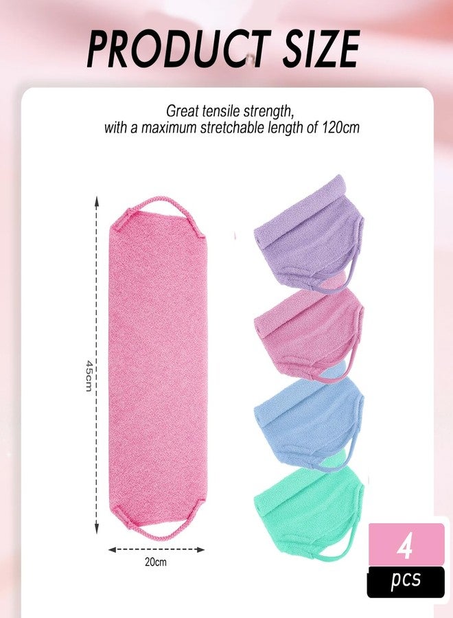 erioctry 4PCS Exfoliating Back Scrubber with Handle Stretchable Body Scrub Towel for Shower Back Washer Cleanse and Massage Skin Long Pull Strap Back Scrubber - Image 2