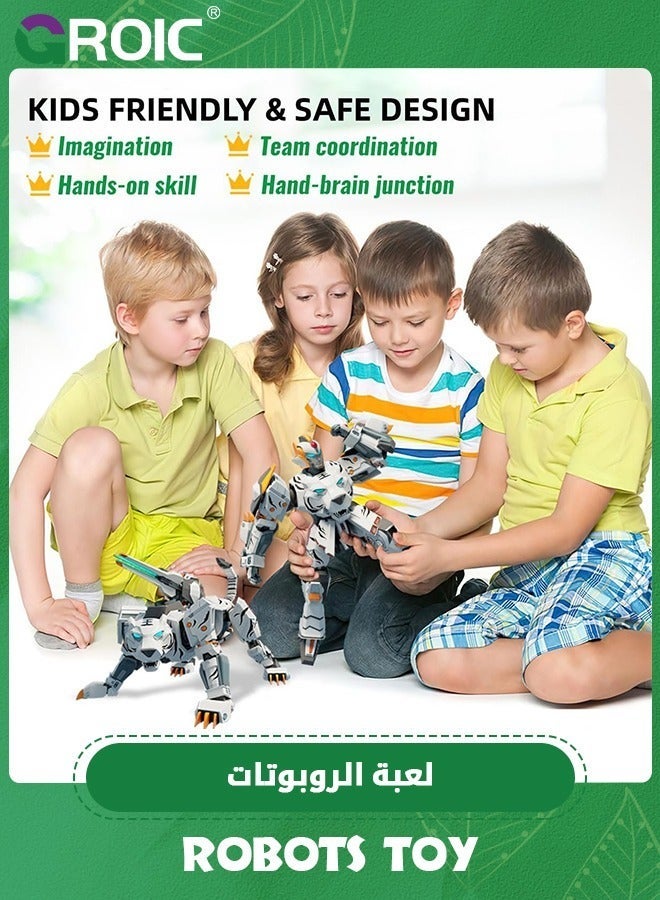 GROIC Animal Transforming Robot Toys,Tiger Action Figure for Kids Deformation Assembly Robot for Kids,Tiger Model,Collectible Action Figures,Manual Transformed into Toy - Image 4