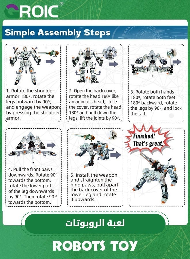 GROIC Animal Transforming Robot Toys,Tiger Action Figure for Kids Deformation Assembly Robot for Kids,Tiger Model,Collectible Action Figures,Manual Transformed into Toy - Image 5