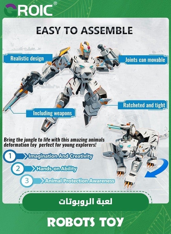GROIC Animal Transforming Robot Toys,Tiger Action Figure for Kids Deformation Assembly Robot for Kids,Tiger Model,Collectible Action Figures,Manual Transformed into Toy - Image 3