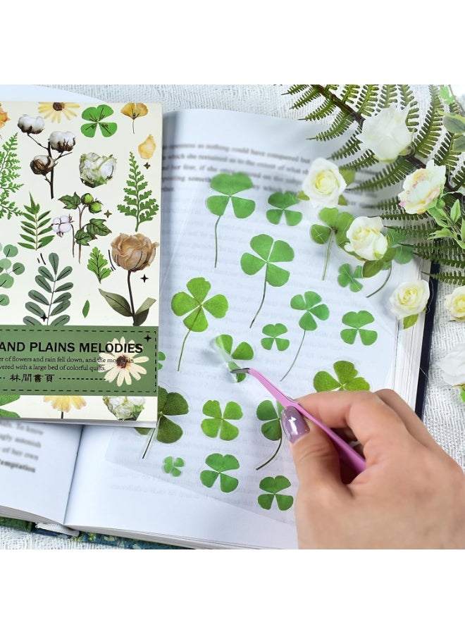 400PCS Plants Floral Scrapbook Stickers Kit Vintage Fern Flowers Green Transparent Waterproof Stickers Book for Scrapbooking Supplies Aesthetic Junk Journal Journaling Craft 20-Page - Image 2