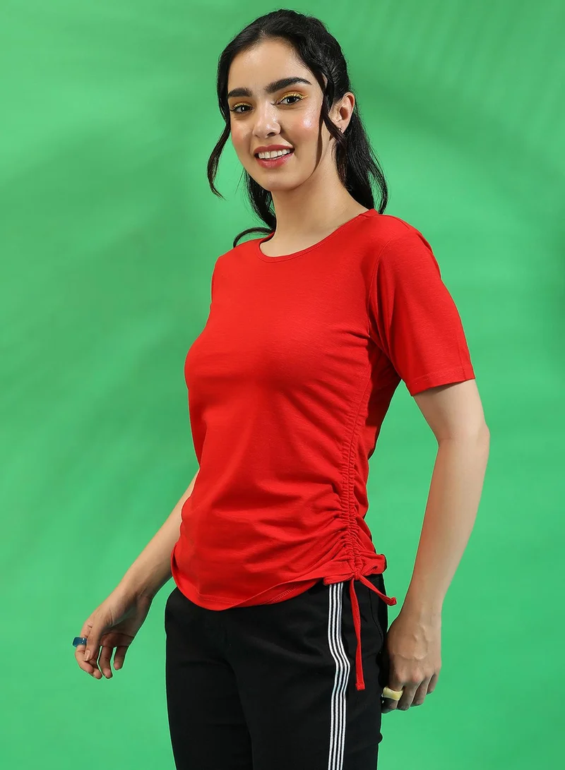 كامبوس سوترا Women's Solid Red Regular Fit Top