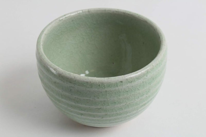 Mino ware Japanese Pottery Large Bowl Mint Green Stripe Crackled MatchaRice made in Japan Japan Import MSB010 - Image 5