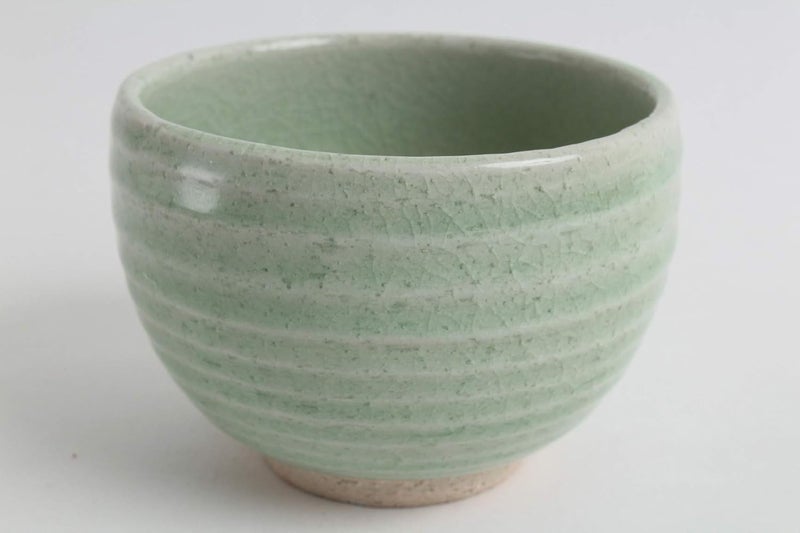Mino ware Japanese Pottery Large Bowl Mint Green Stripe Crackled MatchaRice made in Japan Japan Import MSB010 - Image 3