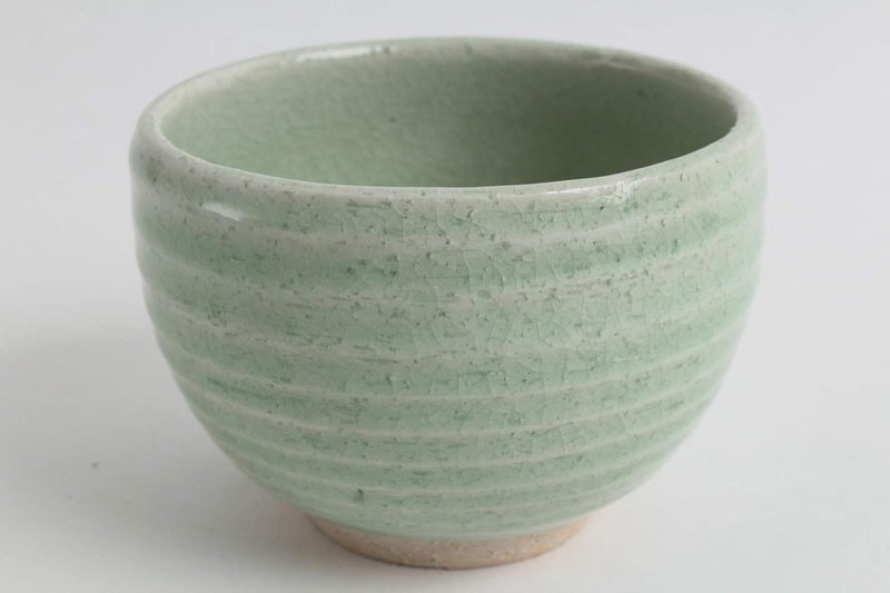 Mino ware Japanese Pottery Large Bowl Mint Green Stripe Crackled MatchaRice made in Japan Japan Import MSB010 - Image 4